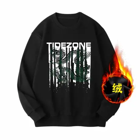 Ohlyah字母重磅黑色卫衣男秋冬龙年本命年潮流宽松中性风学院外套商品大图