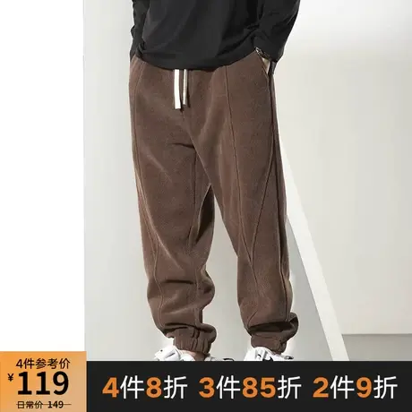 GxxH大码休闲裤男潮流雪尼尔秋冬胖子宽松束脚嘻哈拼接运动裤长裤商品大图