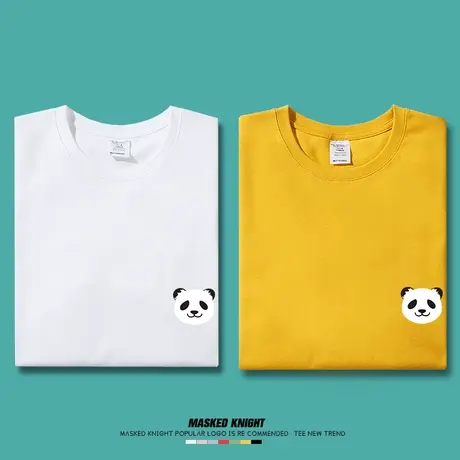 夏装韩版简约卡通印花情侣装白色短袖T恤男学生纯棉打底体恤半袖图片