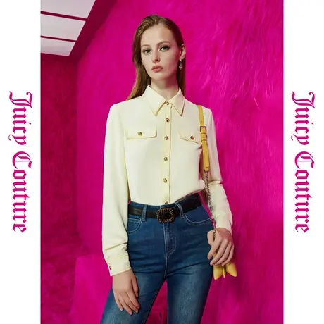 Juicy Couture橘滋秋女女装年新款棉花糖纽扣装饰缝纫线女衬衫商品大图