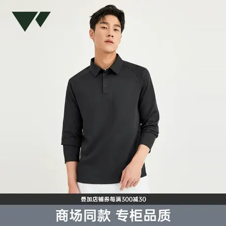 七匹狼长袖翻领POLO长款男时尚休闲套头T恤2023秋季纯色柔软舒适商品大图