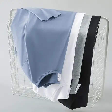 莫代尔长袖t恤男修身秋季小衫纯色圆领上衣服潮流内搭白色打底衫图片