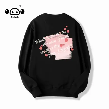 Ohlyah卫衣女2023春秋新款潮牌宽松oversize圆领套头情侣休闲上衣商品大图