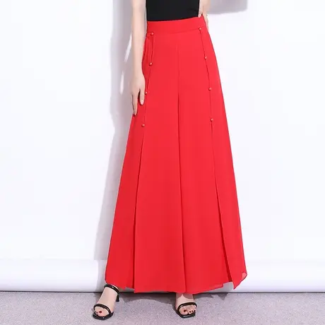 冰丝雪纺裙裤阔腿裤女高腰2023夏季新款长裤子垂感宽松大脚甩裤薄商品大图