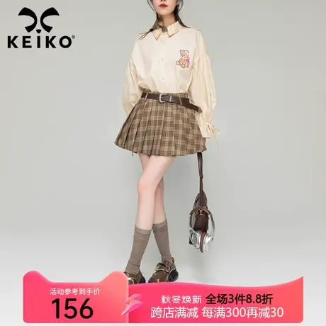 KEIKO 复古格子百褶裙短裙2023秋季又甜又酷A字半身裙防走光裤裙图片