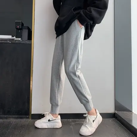 裤子女2023春秋薄款宽松卫裤小个子哈伦直筒显瘦休闲运动束脚长裤商品大图