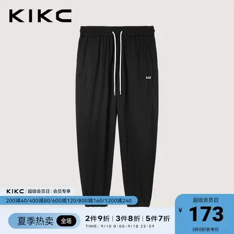 kikc休闲裤男2023春夏新款商场同款字母刺绣潮流华夫格运动裤子商品大图