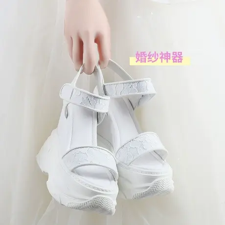 14cm婚礼神器松糕鞋女小个子婚纱坡跟结婚厚底凉鞋增高婚鞋高跟鞋图片