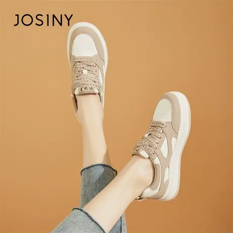 Josiny/卓诗尼厚底板鞋女款鞋子2024新款春季真皮春款女鞋休闲鞋商品大图