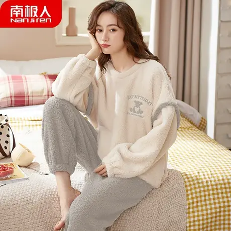 珊瑚绒睡衣女冬季女款2023年新款法兰绒加绒加厚柔美家居服秋冬款商品大图