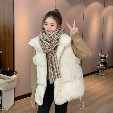 羽绒棉马夹女秋冬韩版宽松大码短款坎肩背心棉服马甲欧货外搭春秋商品大图