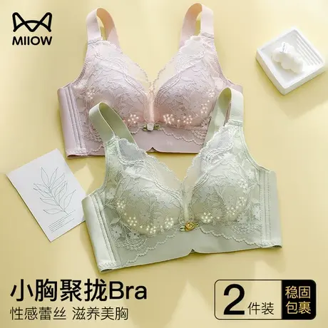 猫人内衣女小胸聚拢上托防下垂性感蕾丝美背文胸无钢圈胸罩春夏薄图片