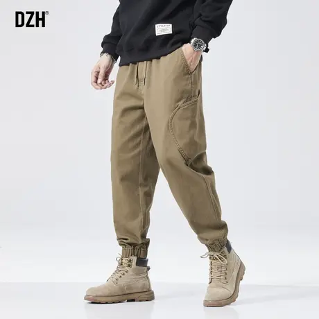男士卡其色工装裤男2023新款秋季休闲裤美式vibe风裤子束脚裤潮牌商品大图