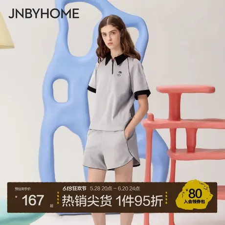 JNBYHOME江南布衣春夏运动风家居服撞色短袖套装可外穿睡衣女商品大图