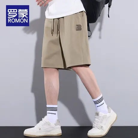 罗蒙夏季男士短裤薄款运动五分裤男款华夫格宽松直筒休闲中裤子潮商品大图