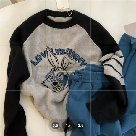 软乎乎学院风羊毛浣熊绒卡通提花毛衣女2022冬插肩袖针织衫上衣商品大图