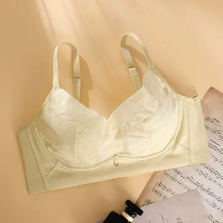 奥维丝丽内衣女大胸显小调兔耳杯调整型防下垂软钢圈收副乳文胸薄商品大图