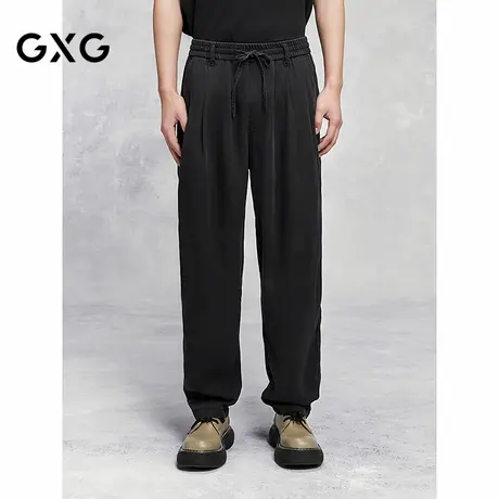 GXG男装 黑色宽松直筒牛仔裤休闲裤弹力长裤子 2025夏季新品图片