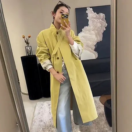 韩系赫本风高级感风衣外套女2025秋季新款小个子休闲中长款大衣潮图片