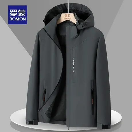 罗蒙冲锋夹克衣服秋季新款情侣可拆卸帽拼接户外休闲登山服外套男商品大图