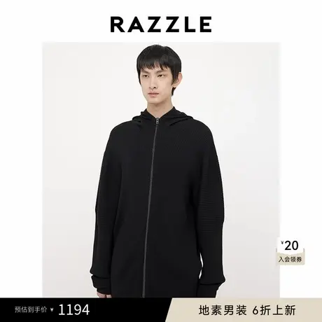 RAZZLE 地素男装黑色2025春季连帽针织外套图片