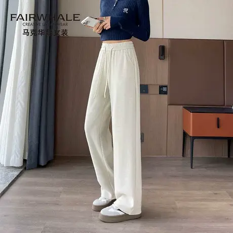 马克华菲春秋新款直筒休闲裤女2025新款高腰显瘦宽松垂感阔腿裤子商品大图