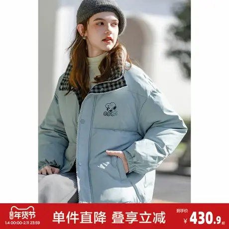 唐狮2026秋冬季新款女立领双面穿短款羽绒服时尚百搭慵懒通勤风图片