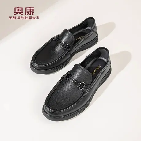 奥康 男鞋2026春季新款一脚蹬软底乐福鞋羊皮休闲爸爸鞋N商品大图