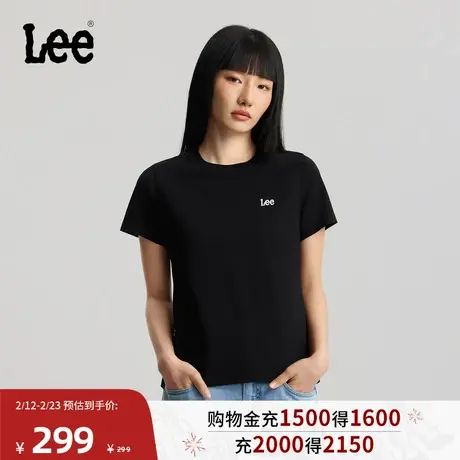 Lee商场同款26年春夏新品标准版圆领刺绣Logo轻薄女短袖T恤休闲商品大图