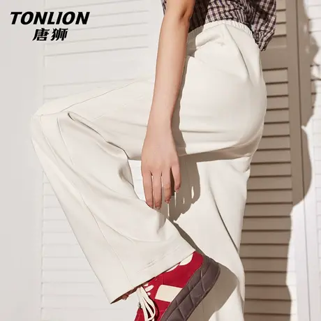 唐狮官方拼接直筒运动裤女款2026春秋款新款休闲直筒显瘦阔腿裤VB图片