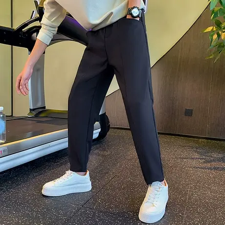 春秋季男裤纯色宽松直筒哈伦裤九分ins潮流韩版小众垂感休闲卫裤商品大图