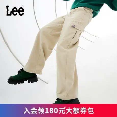 LeeXLINE23秋冬新品米色高腰宽腿工装布裤女显瘦潮LWB007342200图片