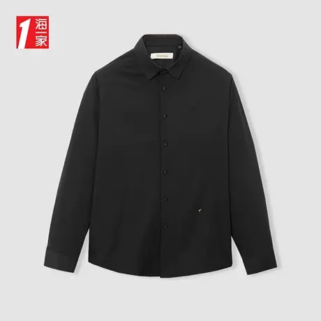 海一家简约商务休闲长衬2023冬季新款沉稳大方中年男士长袖衬衫商品大图