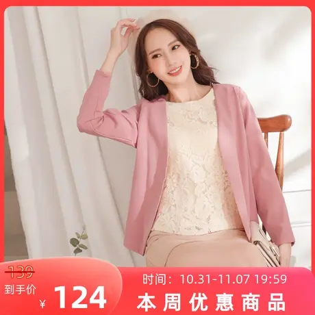 桔熊秋冬韩版通勤假两件套上衣女蕾丝衫拼接西装外套大码AB19167图片