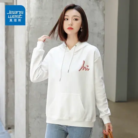 真维斯卫衣女2023新款时尚印花上衣韩版宽松舒适通勤长袖上衣潮流商品大图