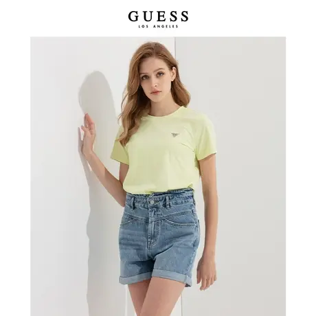 【38上新季】GUESS女士纯色圆领经典百搭简约倒三角LOGO短袖T恤商品大图