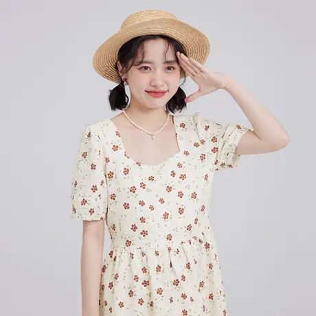 尔给夏季少女碎花裙法式初恋甜美小个子气质显白连衣裙2022新款图片