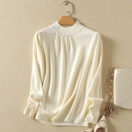 半高领毛衣女秋冬内搭新款韩版宽松套头加厚外穿长袖针织打底衫女商品大图
