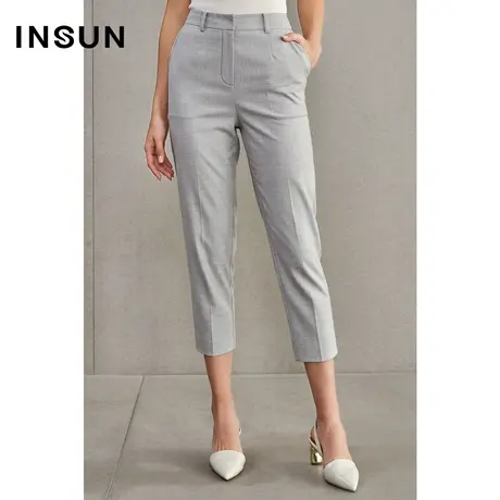 INSUN恩裳春季修身显瘦小脚九分西裤图片