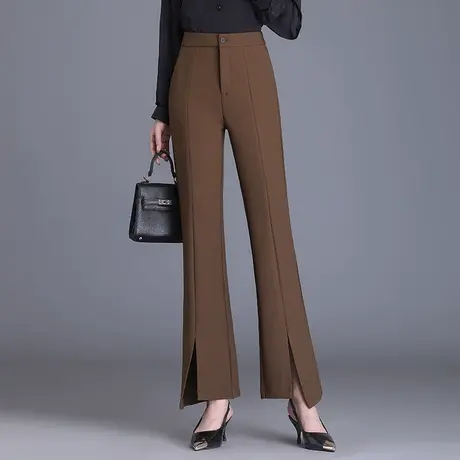 开叉微喇裤女秋季2023新款高腰垂感通勤直筒长裤显瘦休闲西装裤子商品大图