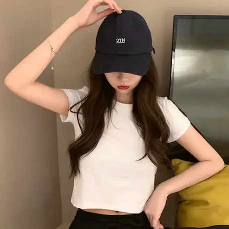 白色短款短袖T恤女韩版2024年新款夏季潮设计感小众半袖别致上衣图片