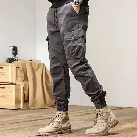 工装裤子男士冬季大码束脚休闲裤ins潮牌宽松哈伦胖子休闲束脚男图片