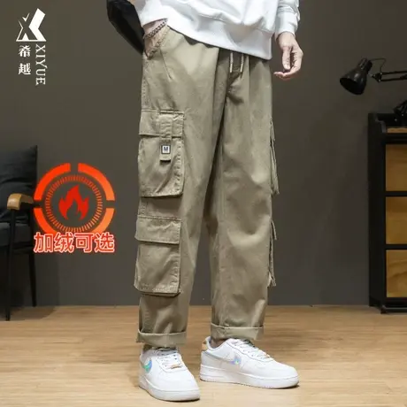 秋季新款美式多口袋工装裤男宽松大码男士春秋款加绒加厚直筒裤子商品大图