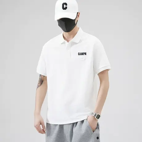 夏季白色衬衫领短袖Polo衫男士翻领t恤男装半袖体恤男款夏日上衣图片
