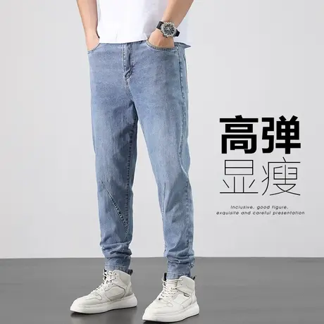 男款弹力休闲牛仔裤夏季薄款男装潮流百搭2024新款男士痞帅男裤子商品大图