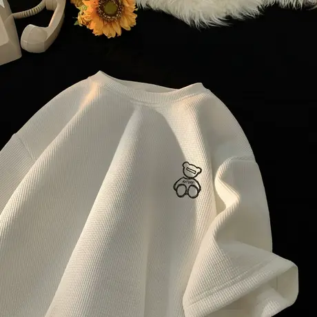 夏季短袖男动物图案简约潮流半袖男款重磅华夫格男士T恤商品大图