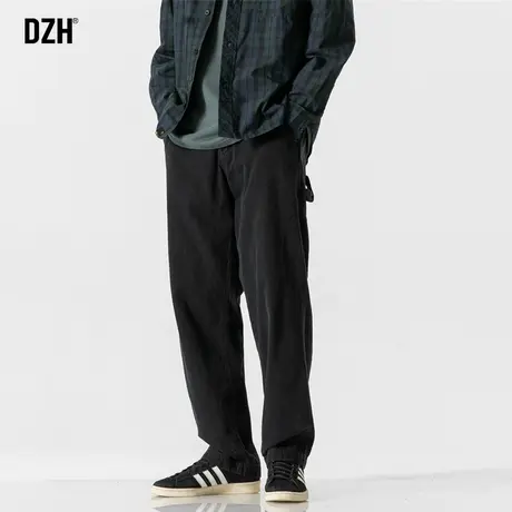 男士黑色休闲裤男直筒宽松美式水洗工装裤男裤秋季2023新款机能裤商品大图