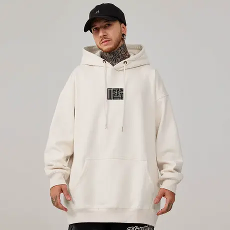 oversize帽衫胖子宽松加绒加肥加大连帽卫衣男生2024春秋冬季外套商品大图