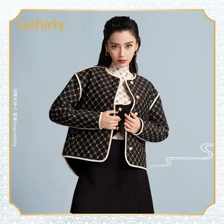 【品牌甄选】baby同款  欧时力 棉衣外套女新款春装虎头提花菱格商品大图