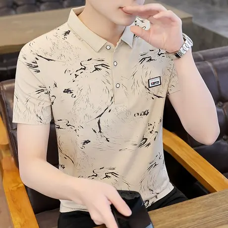 纯棉夏季短袖T恤男士Polo衫翻领韩版修身半袖青年打底衫休闲上衣商品大图